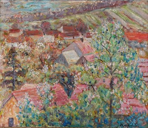 Czesław RZEPIŃSKI (1905-1995), Czerwone dachy, ok. 1960