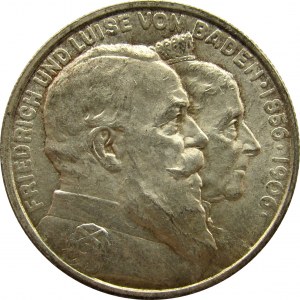 Niemcy, Badenia, 2 marki 1906, Złote Gody, UNC