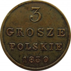 Mikołaj I, 3 grosze 1830 F.H., Warszawa, piękne