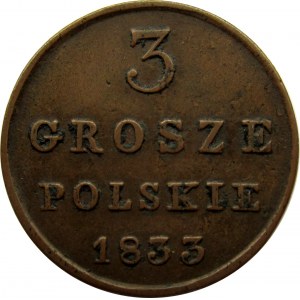 Mikołaj I, 3 grosze 1833 K.G., Warszawa, ładne