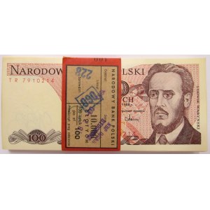 Polska, PRL, paczka bankowa 100 złotych 1988, seria TR