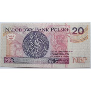 Polska, III RP, 20 złotych 1994, seria AA 000...., UNC