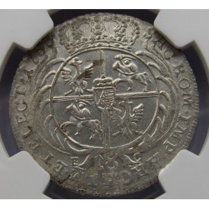 August III Sas, ort (18 groszy) 1753 E.C., Lipsk NGC MS61