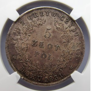 Powstanie Listopadowe, 5 złotych 1831 KG, Warszawa, NGC MS61