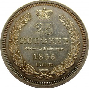 Rosja, Aleksander II, 25 kopiejek 1856 FB, Petersburg, UNC-