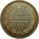 Rosja, Aleksander II, 25 kopiejek 1856 FB, Petersburg, UNC-