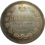 Rosja, Aleksander II, połtina 1859 FB, Petersburg, UNC-