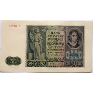 Polska, Generalna Gubernia, 50 złotych 1941, seria B, UNC/UNC-