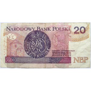 Polska, III RP, 20 złotych 1994, seria AA 4477744, ciekawy radar