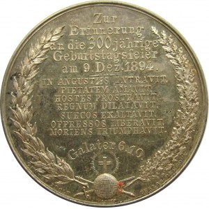 Szwecja, medal na 300 lecie urodzin Gustawa II Adolfa, srebro
