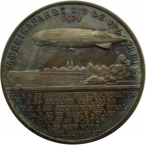 Niemcy, H. Eckendorf medal wybity z okazji przelotu sterowca nad Atlantykiem w 1924