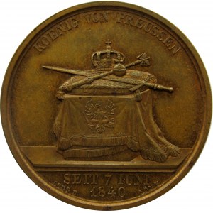 Niemcy, Prusy, Fryderyk Wilhelm IV, medal koronacyjny 1840, syg. Loos