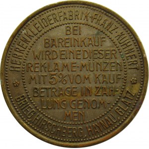 Niemcy, medal rabatowy na odzież męską w fabrykach F. Kuhnerta z Hindenburgiem