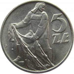 Polska, PRL, Rybak, 5 złotych 1974, UNC