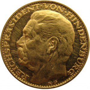 Niemcy, Republika Weimarska, Paul von Hindenburg, medal 1928, złoto