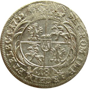 August III Sas, ort (18 groszy) 1755 E.C., UNC