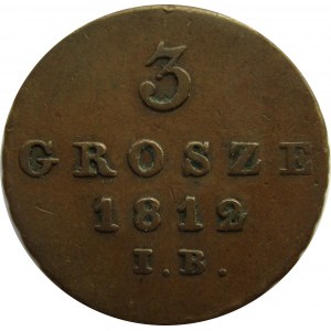 Księstwo Warszawskie, 3 grosze 1812 I.B., Warszawa