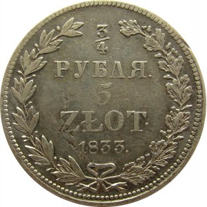 Mikołaj I, 3/4 rubla/5 złotych 1833 HG, Petersburg, rzadszy rocznik
