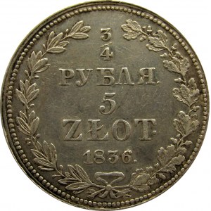 Mikołaj I, 3/4 rubla/5 złotych 1836 MW, Warszawa, ładne