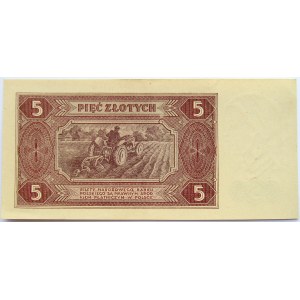 Polska, RP, 5 złotych 1948, seria AU, UNC