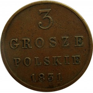 Mikołaj I, 3 grosze 1831 K.G., Warszawa