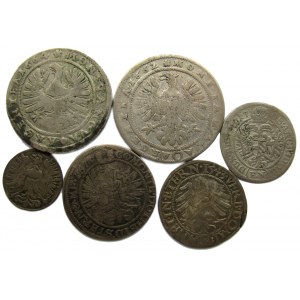 Śląsk XVII-XVIII wiek, zestaw 6 srebrnych monet