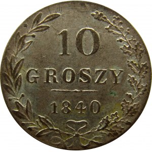 Mikołaj I, 10 groszy 1840 MW, Warszawa, piękne!