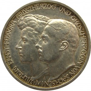 Niemcy, Saksonia, 3 marki 1910 A, Berlin, Wilhelm Ernest i Fedora, piękne