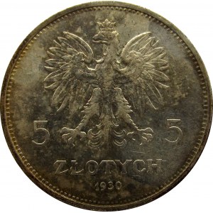 Polska, II RP, 5 złotych 1930, Sztandar, ładny