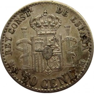 Hiszpania, Alfonso XII, 50 centimos 1880, Madryt, ładna