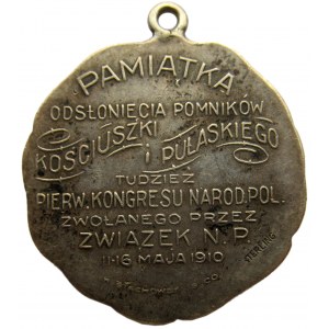 Polska/USA, medal-pamiątka odsłonięcia pomników T.Kościuszki i K.Puławskiego, srebro, sygnowany H.Stachowski&Co