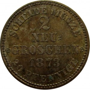 Niemcy, Saksonia, Johann, 2 nowe grosze 1873 B, Hannower
