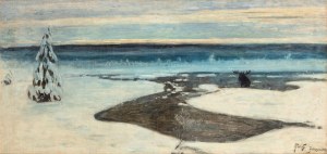 Julian FAŁAT (1853 - 1929), Zimowy wschód słońca na Polesiu, 1900