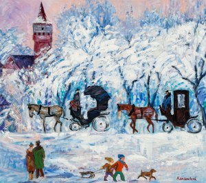Jan SZANCENBACH (1928 - 1998), Dorożki pod Barbakanem