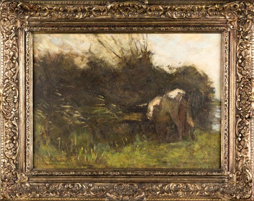 Roman Kazimierz KOCHANOWSKI (1857-1945), Pejzaż z krową, koniec XIX w.