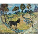 Janina MUSZANKA-ŁAKOMSKA (1920-1982), Pejzaż z osłem, 1954