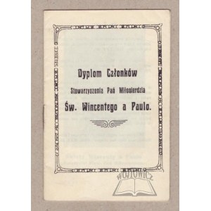DYPLOM Członków Stowarzyszenia Pań Miłosierdzia Św. Wincentego a Paulo.