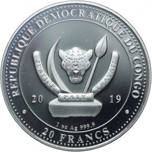 Congo, 20 francs 2019 Giraffe