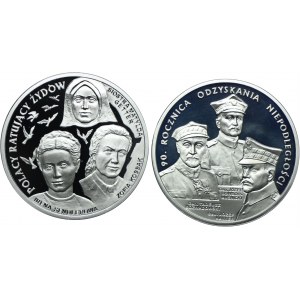 III RP, 20 złotych 2008, 2009 Polacy ratujący Żydów, Odzyskanie Niepodległości (2szt.)