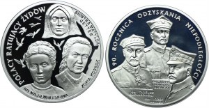 Third Republic set, 20 zloty 2008, 2009 Recovering Independence, Poles rescuing Jews (2pcs).