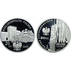 Zestaw III RP, 20 złotych 2007 Miasto średniowieczne w Toruniu, 2011 Smoleńsk (2szt.)