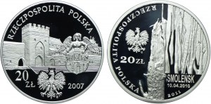 Third Republic set, 20 zloty 2007 Medieval City in Torun, 2011 Smolensk (2pcs).