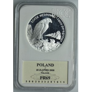 III RP, 20 złotych 2008 Sokół Wędrowny, GCN PR69
