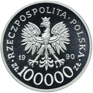 III RP, 100.000 złotych 1990 Solidarność - GRUBA