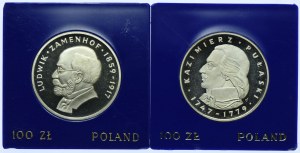 People's Republic of Poland, 100 zloty set 1976 Kazimierz Pulaski, 1979 Ludwik Zamenhof (2pcs).