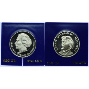 Zestaw RPL, 100 złotych 1975 Ignacy Jan Paderewski, 1979 Henryk Wieniawski (2szt.)