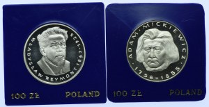 Polish People's Republic set, 100 gold 1977 Wladyslaw Reymont, 1978 Adam Mickiewicz (2pcs).