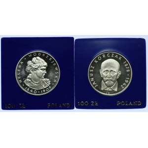 Zestaw PRL, 100 złotych 1975 Helena Modrzejewska, 1978 Janusz Korczak (2szt.)