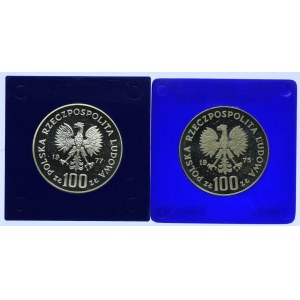 PRL, zestaw 100 złotych 1975 Zamek Królewski w Warszawie, 1977 Zamek Królewski na Wawelu (2szt.)