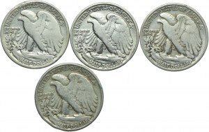 USA, 1/2 dollar set 1918 S/San Francisco, 1936 D/Denver, 1936, 1942 Philadelphia (4 pieces).